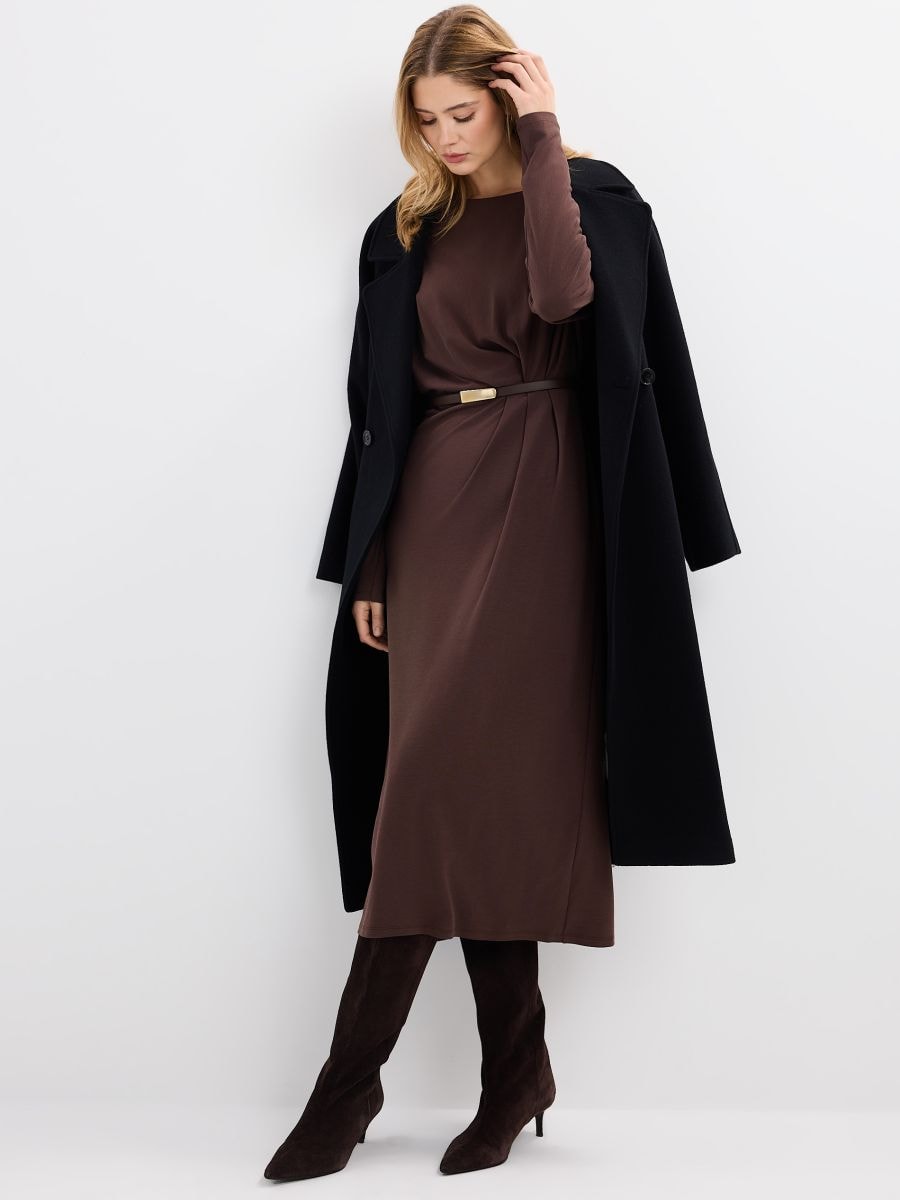 Rochie midi cu curea - Cafeniu - MOHITO