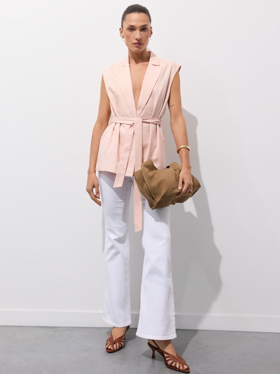 Kamizelka z lyocellem - pastelowy różowy - MOHITO