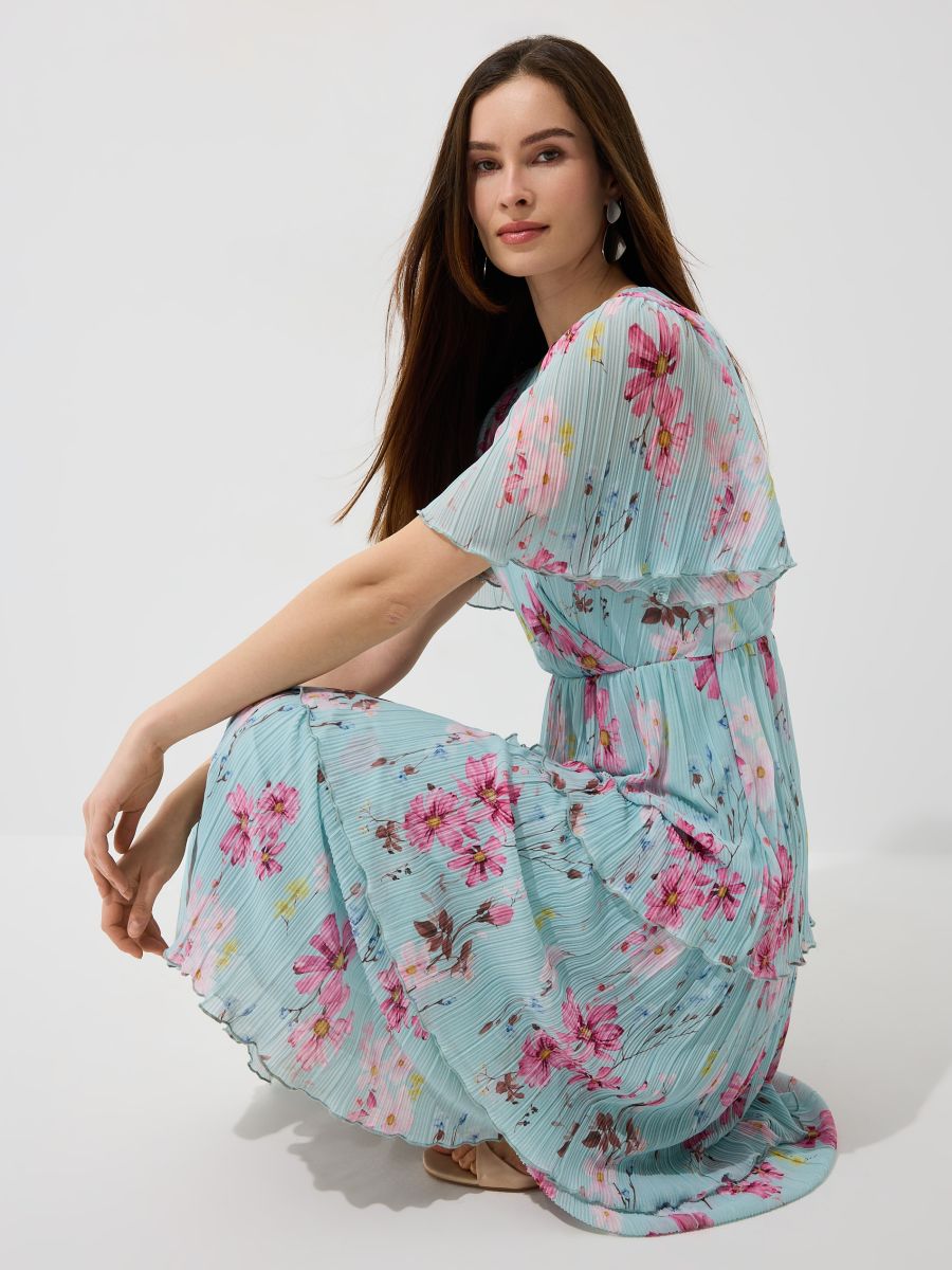 Kopertowa sukienka midi - błękitny - MOHITO