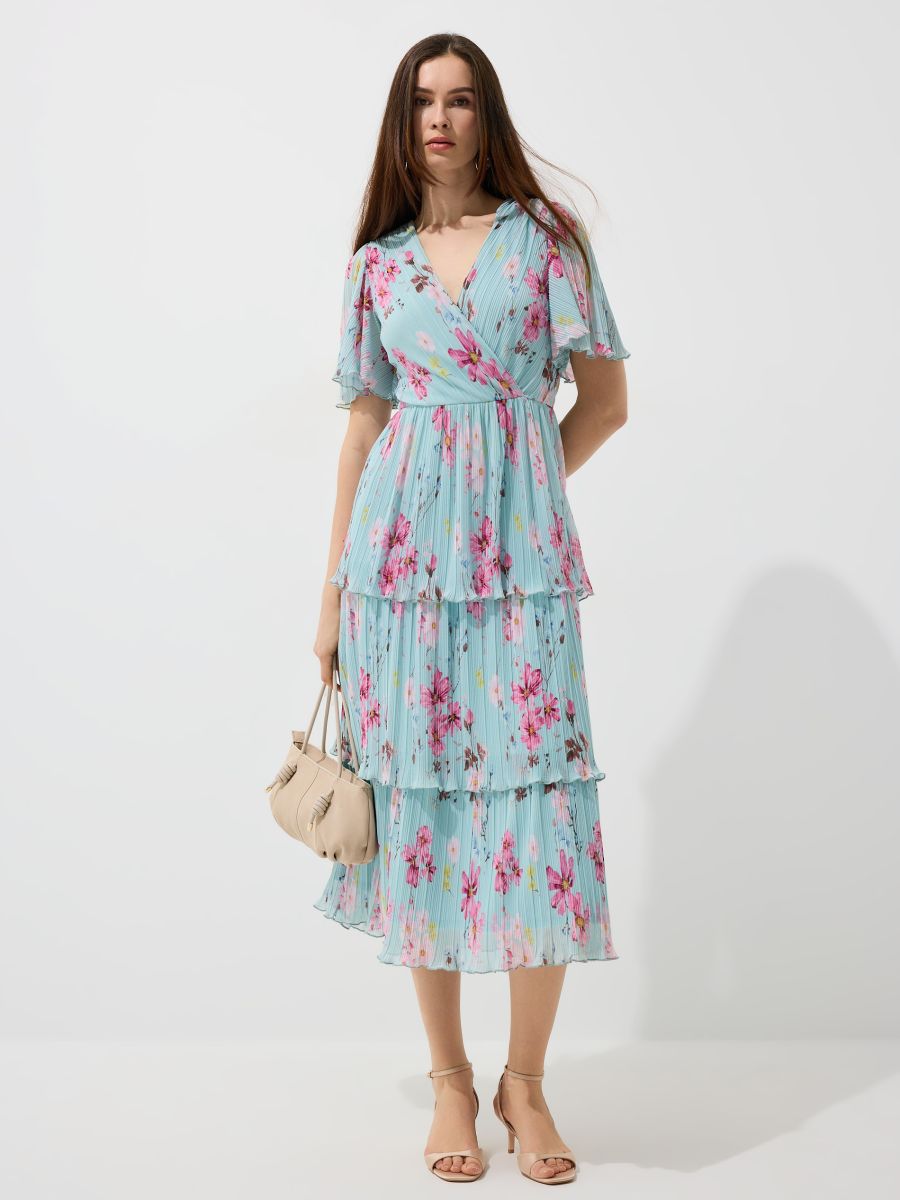 Rochie tip plic midi - Albastru - MOHITO