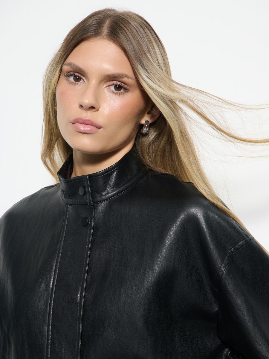 Kurtka oversize Kolor czarny - MOHITO - 060HH-99X