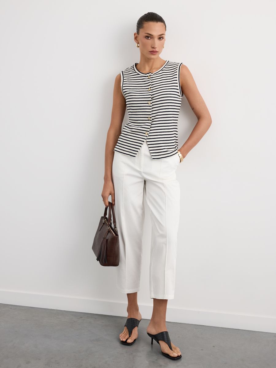 Spodnie baggy - kremowy - MOHITO