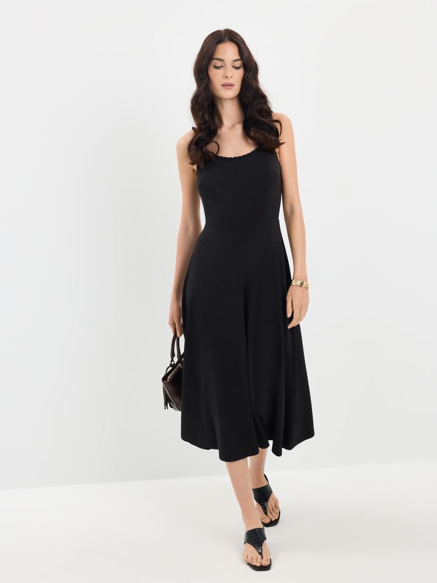 Sukienka midi na ramiączkach - czarny - MOHITO