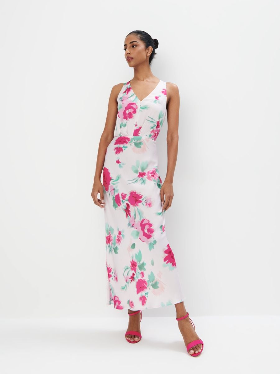 Rochie maxi cu flori - Multicolor - MOHITO