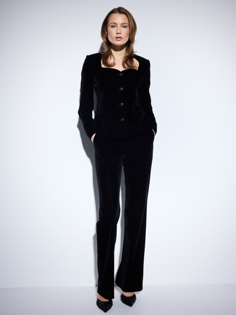 Welurowe spodnie - czarny - MOHITO