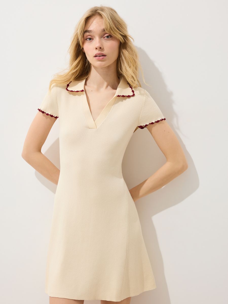 Rochie mini cu guler Rochie mini cu guler - Beige - MOHITO