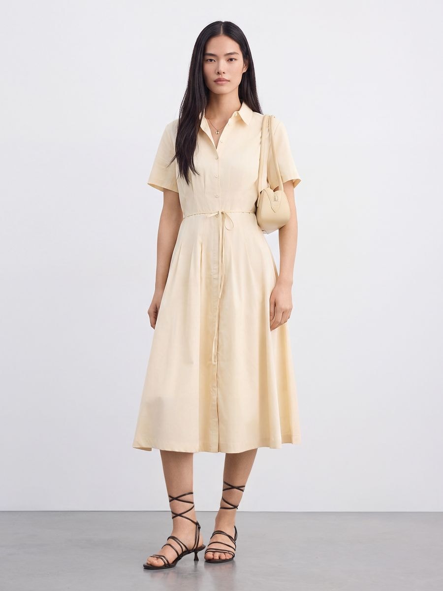 Rochie midi tip cămașă - Galben - MOHITO