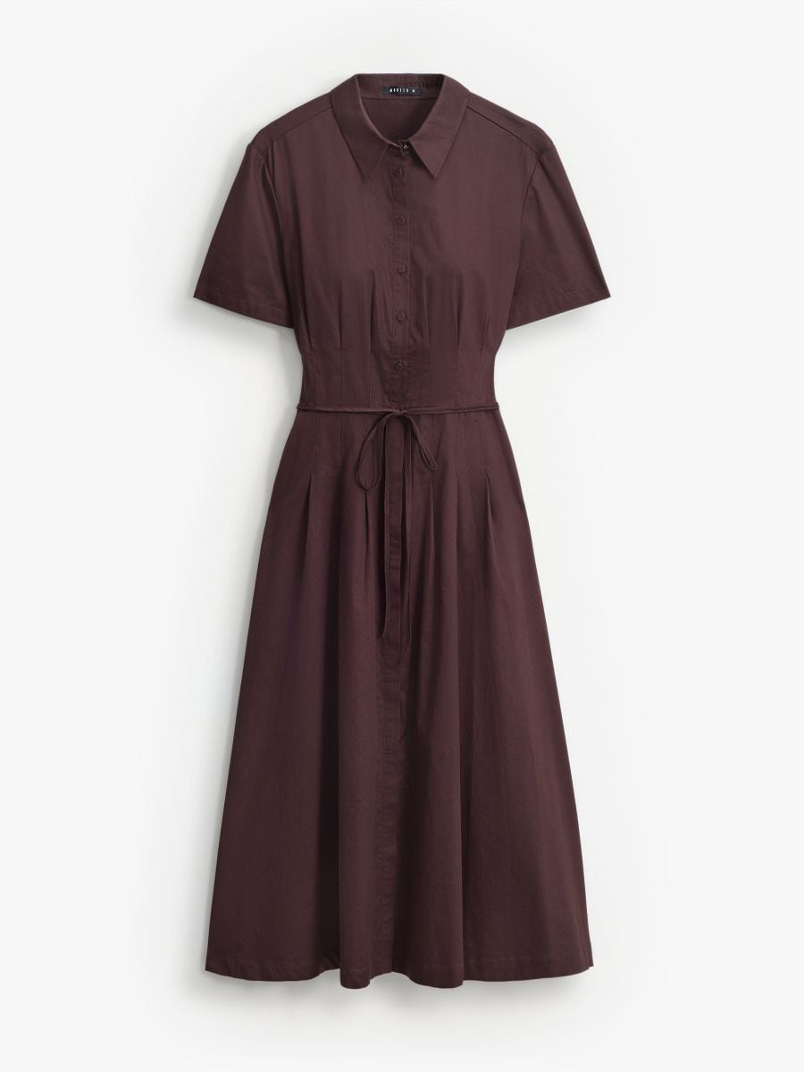 Rochie midi tip cămașă - Maro închis - MOHITO