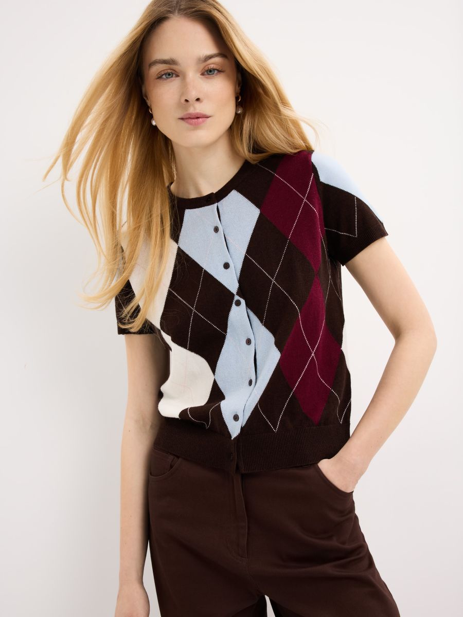 Kardigan z krótkim rękawem - brązowy - MOHITO