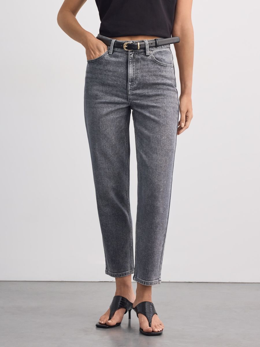 Blugi mom slim - Gri - MOHITO