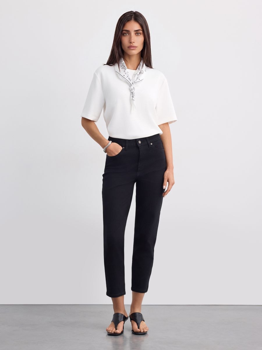 Blugi mom slim - Negru - MOHITO