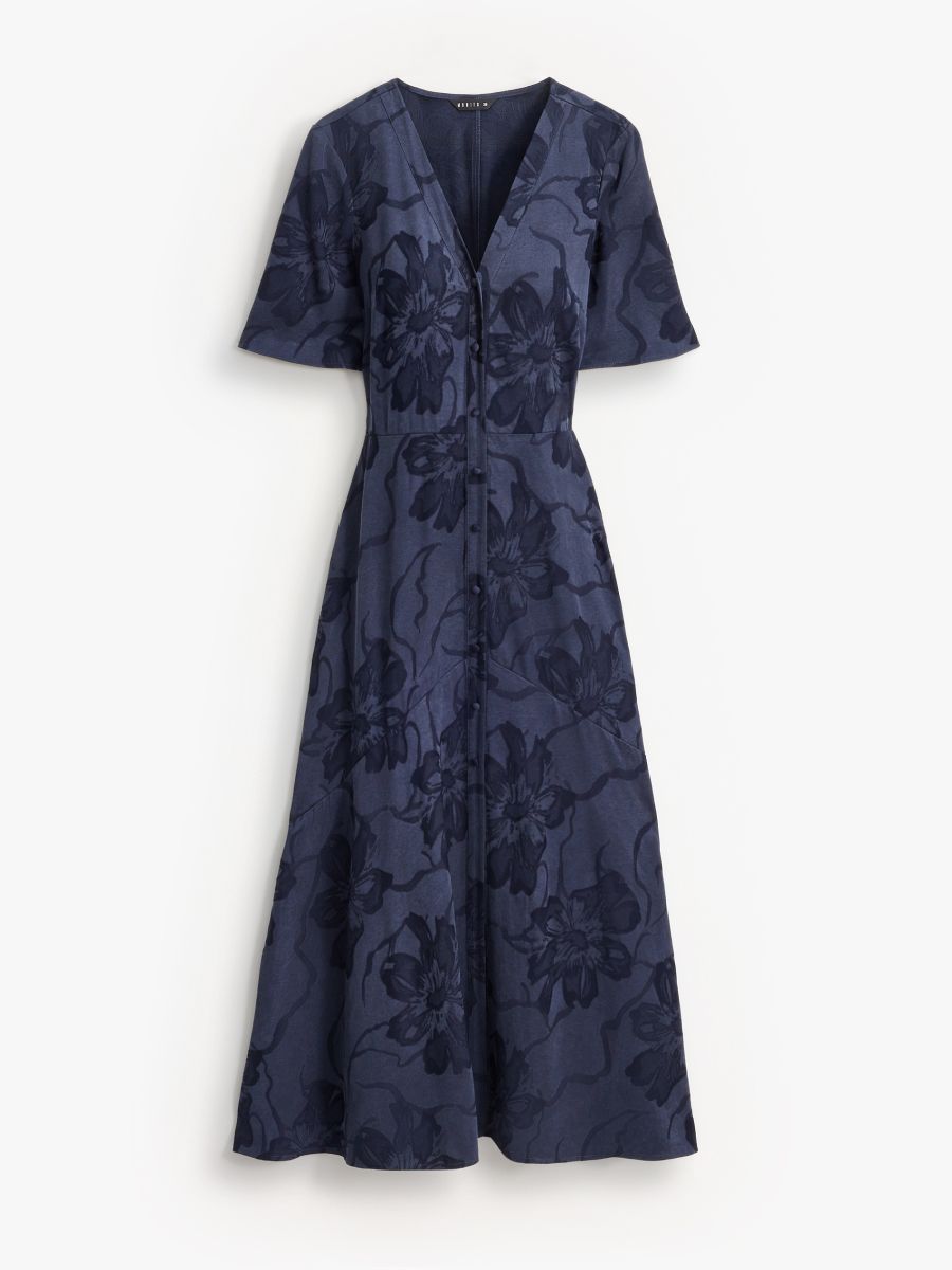 Rochie midi cu flori Rochie midi cu flori - Bleu marin - MOHITO