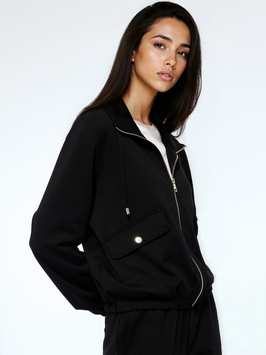 Hanorac cu fermoar - Negru - MOHITO