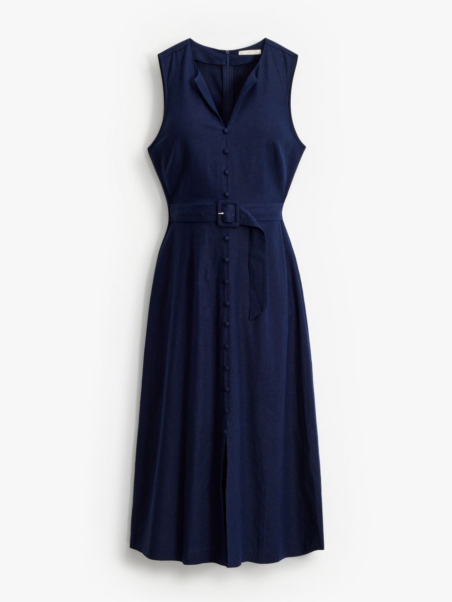 Rochie midi tip cămașă - Bleu marin - MOHITO