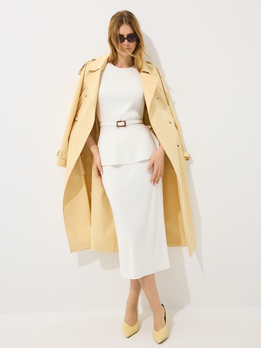 Gładka spódnica midi - kremowy - MOHITO