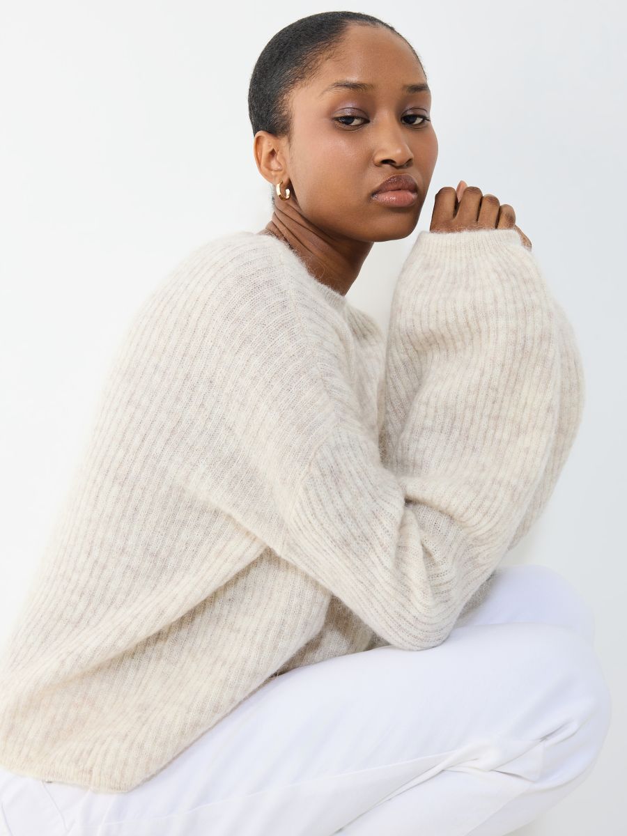 Sweter z dodatkiem wełny i moheru - beżowy - MOHITO