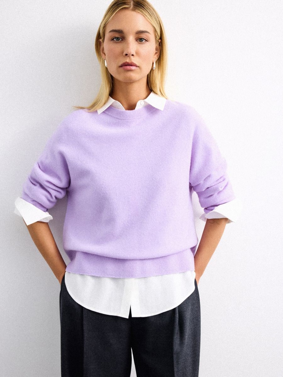 Wełniany liliowy sweter - lawendowy - MOHITO