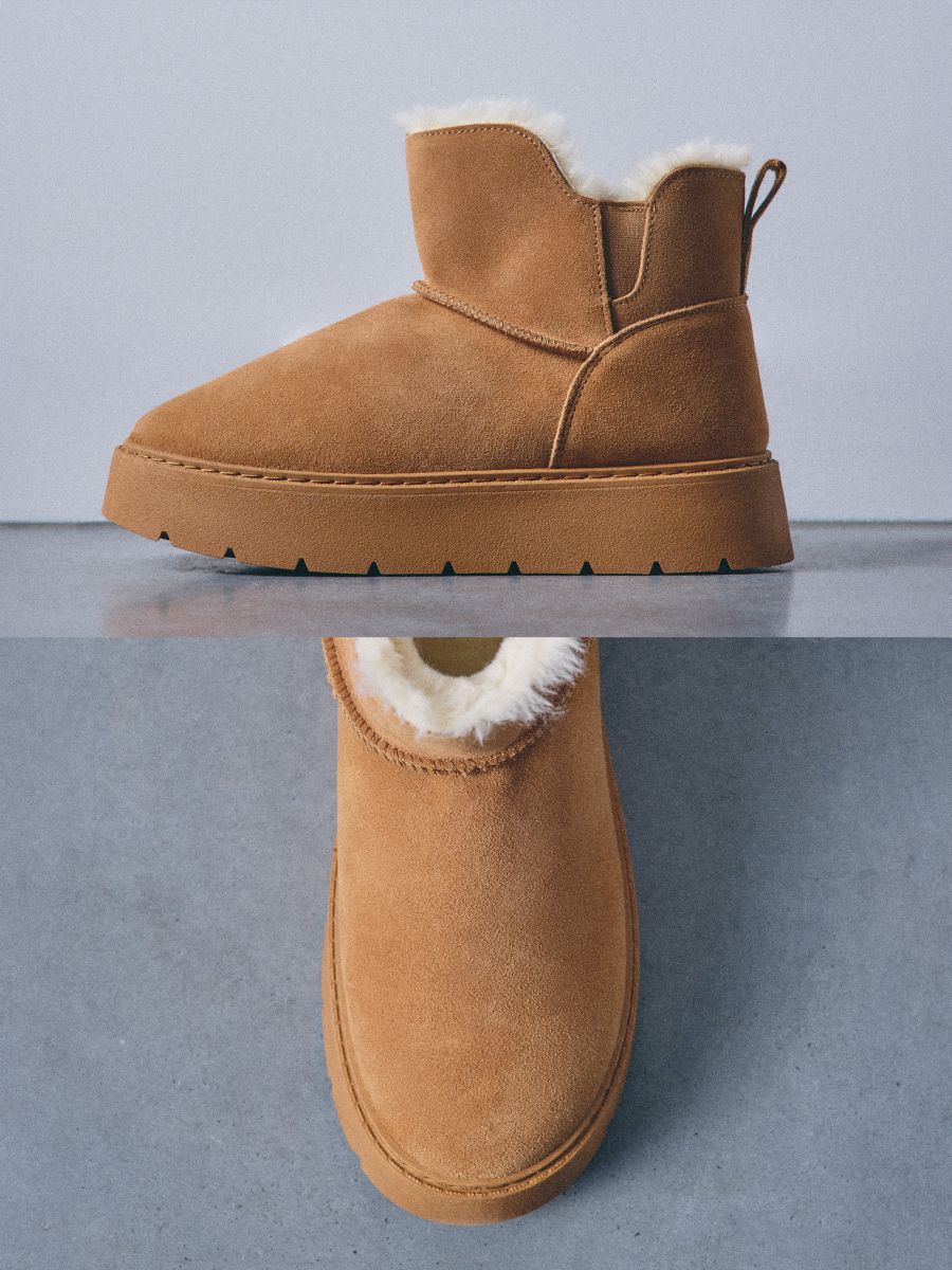 Skórzane brązowe śniegowce Skórzane brązowe śniegowce - brązowy - MOHITO