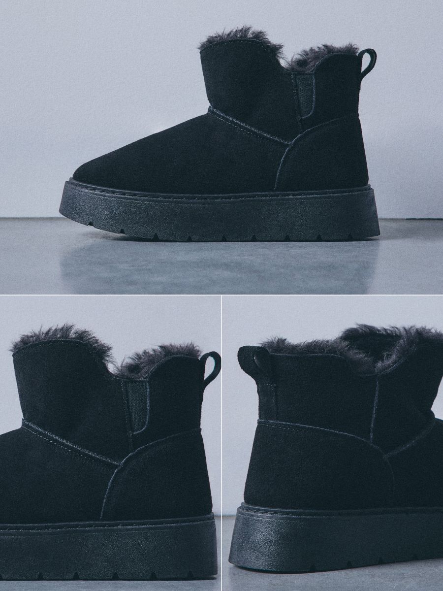 Skórzane czarne śniegowce Skórzane czarne śniegowce - czarny - MOHITO