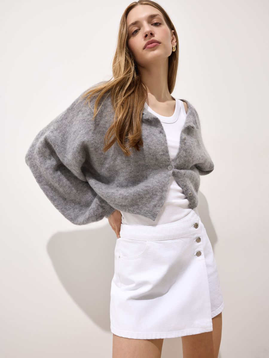 Jeansowe spódnico-szorty - biały - MOHITO