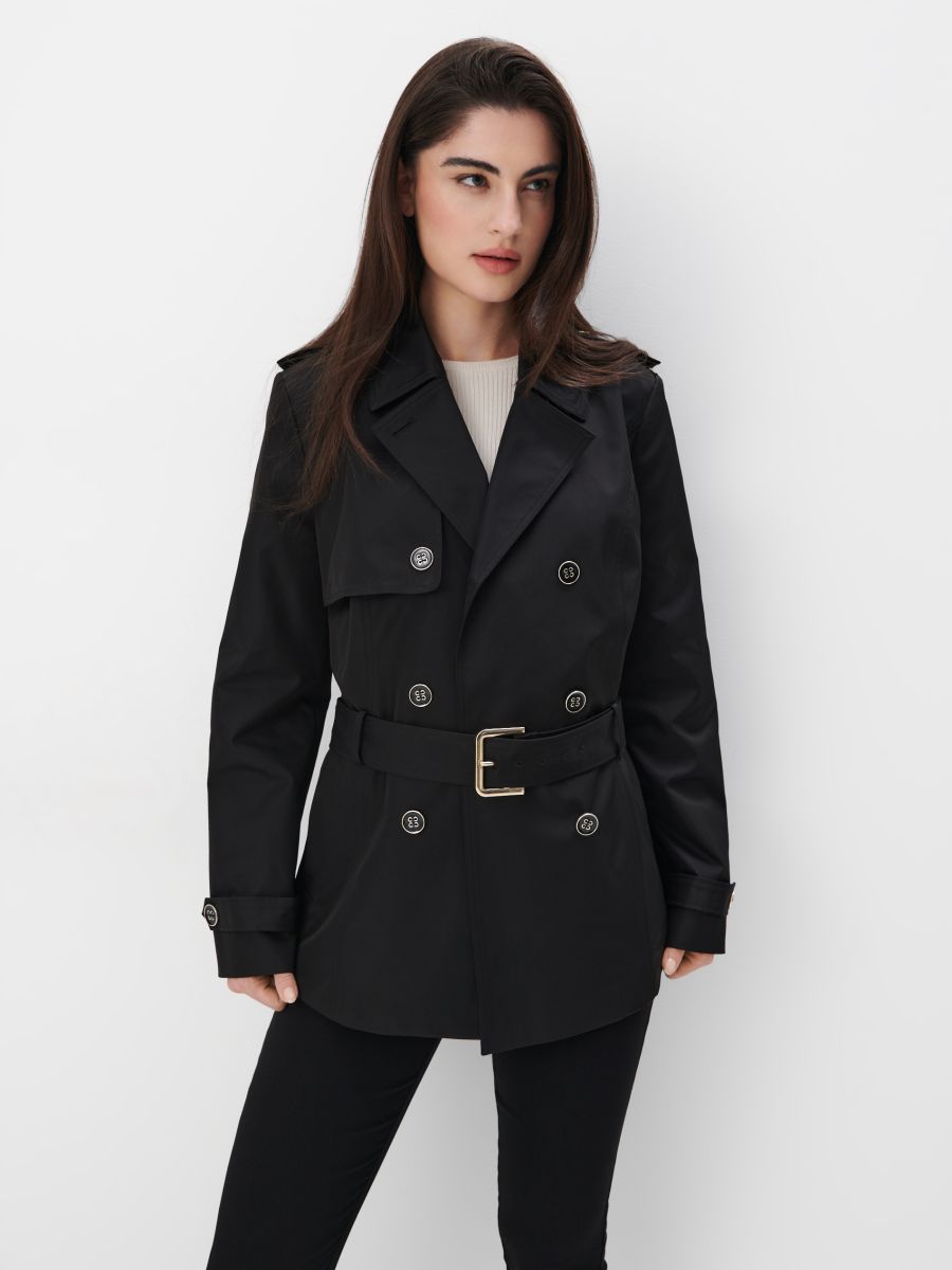 Kurzer trenchcoat schwarz clearance