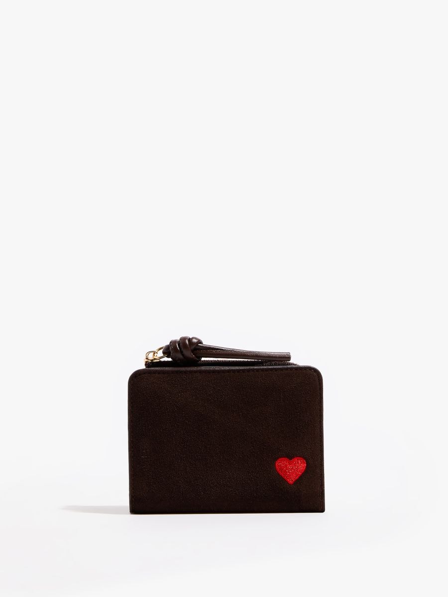 Mały portfel z nadrukiem - ciemnobrązowy - MOHITO