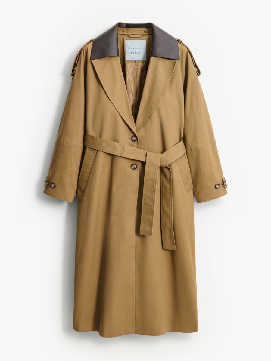 Trencz z paskiem - ciemnobrązowy - MOHITO