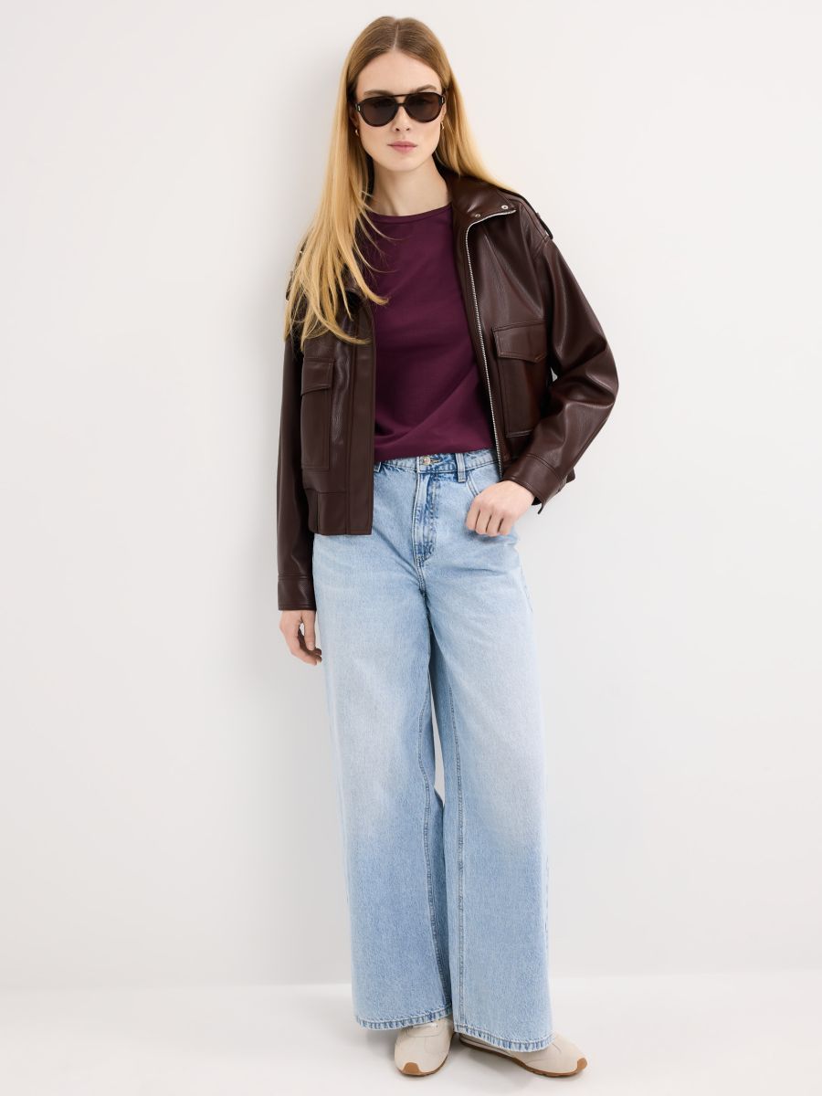 T-shirt z krótkim rękawem - ciemny fiolet - MOHITO