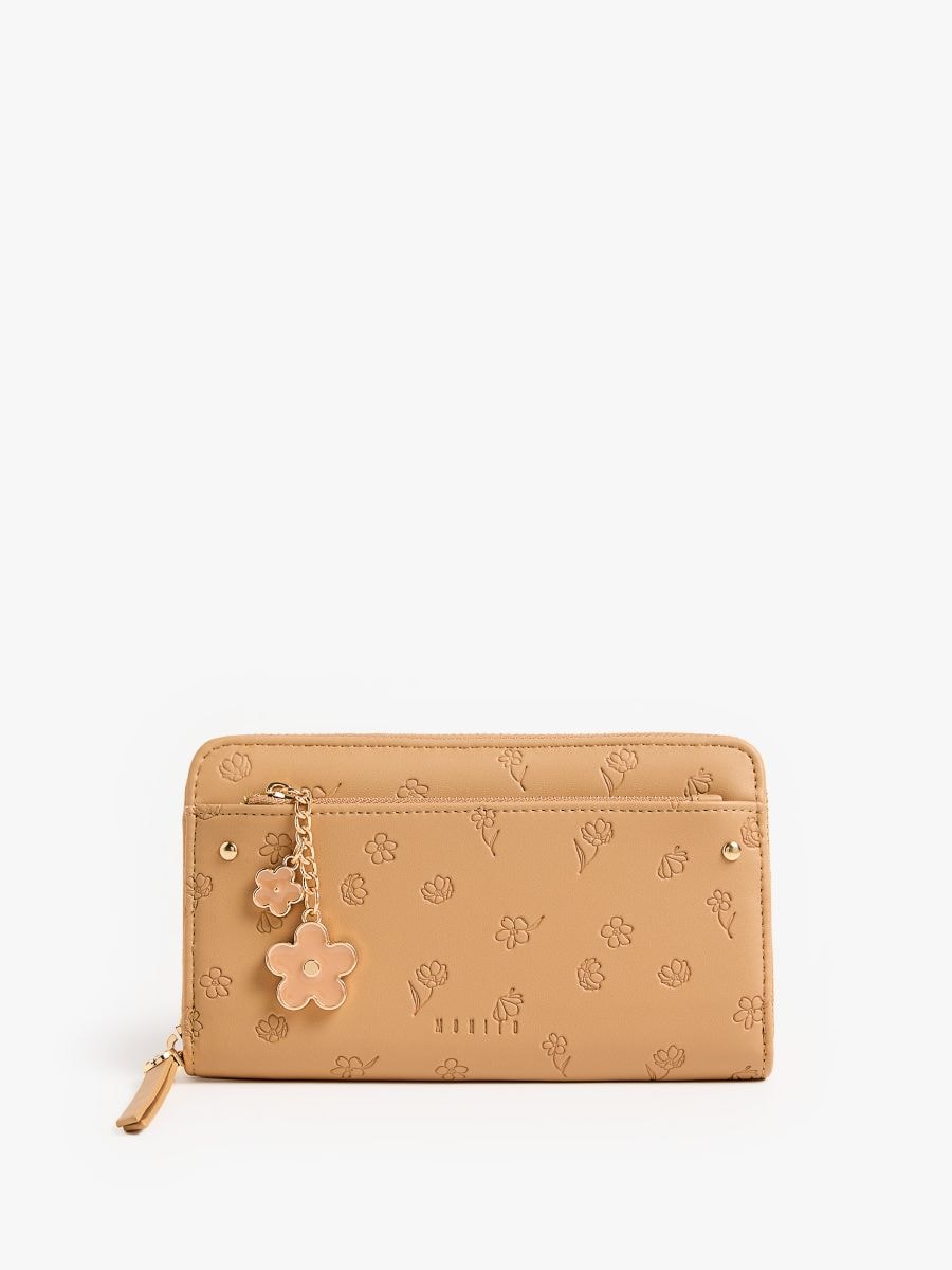 Duży portfel z brelokiem - beżowy - MOHITO