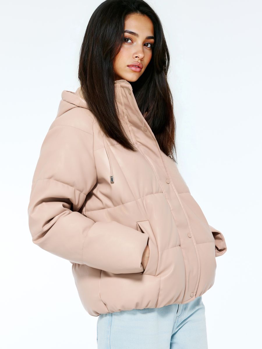 Zimowa beżowa kurtka puffer - beżowy - MOHITO