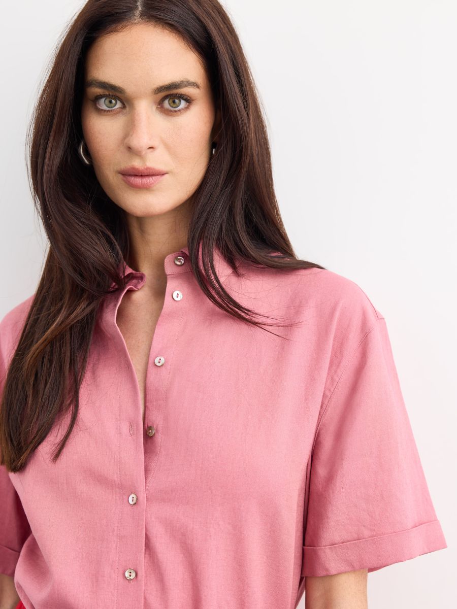 Koszula z krótkim rękawem Koszula z krótkim rękawem - różowy - MOHITO