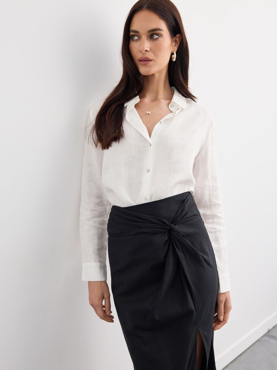 Lniana koszula - biały - MOHITO