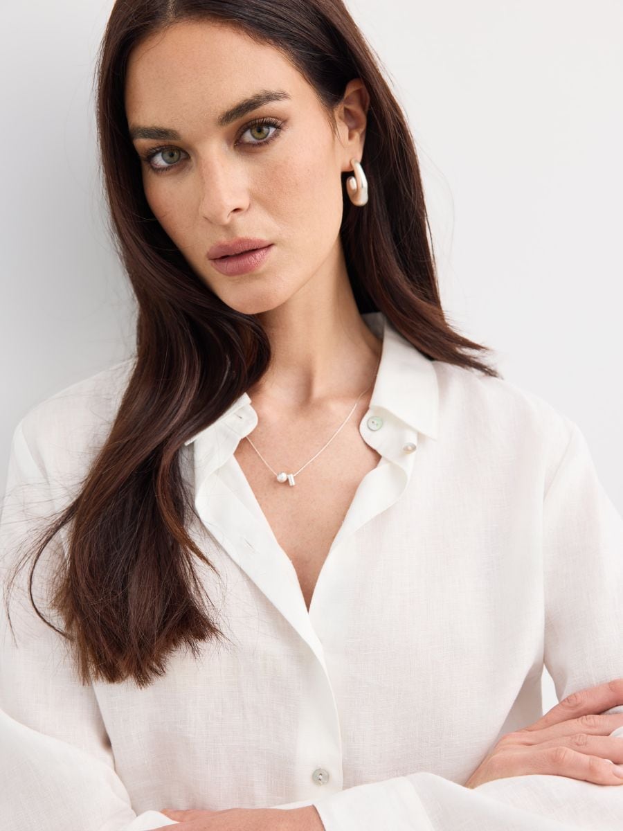 Lniana koszula - biały - MOHITO