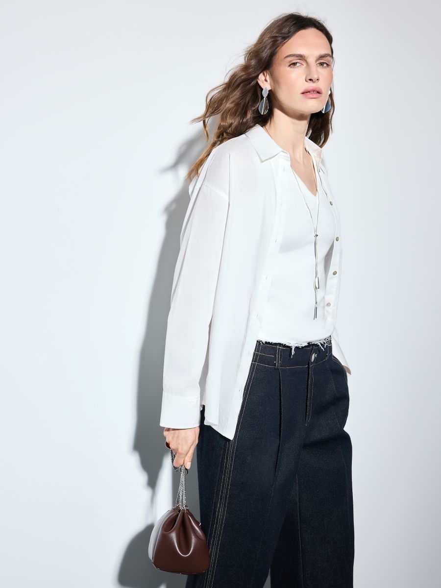 Bawełniana koszula - biały - MOHITO