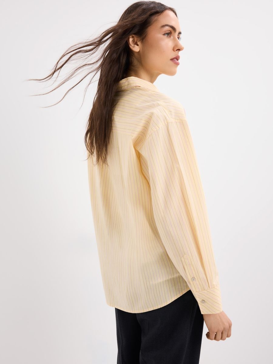 Bawełniana masełkowa koszula w paski - żółty - MOHITO