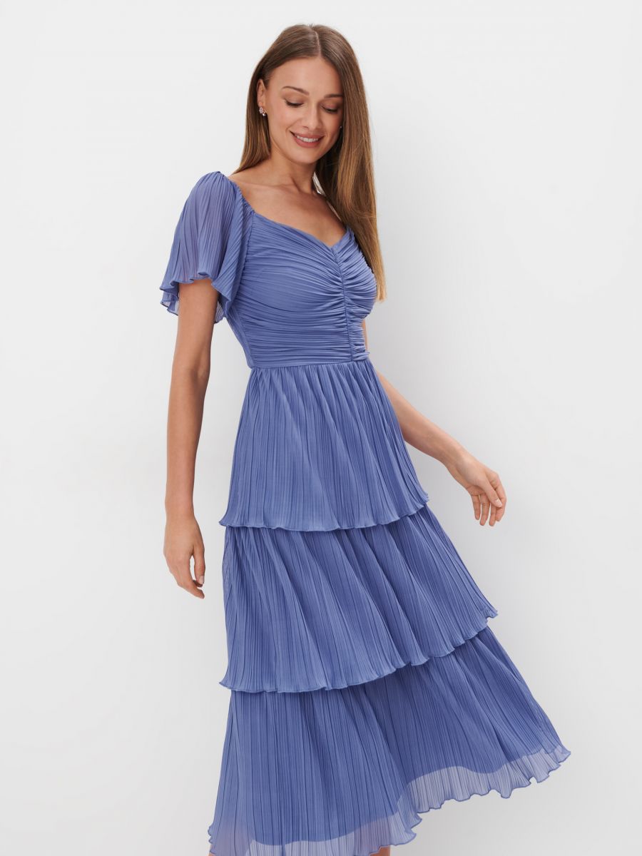 Sukienka midi z falbanami - fioletowy - MOHITO