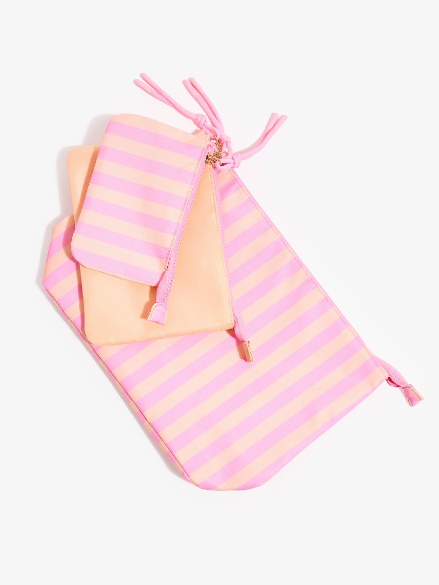 Zestaw pastelowych kosmetyczek - różowy - MOHITO