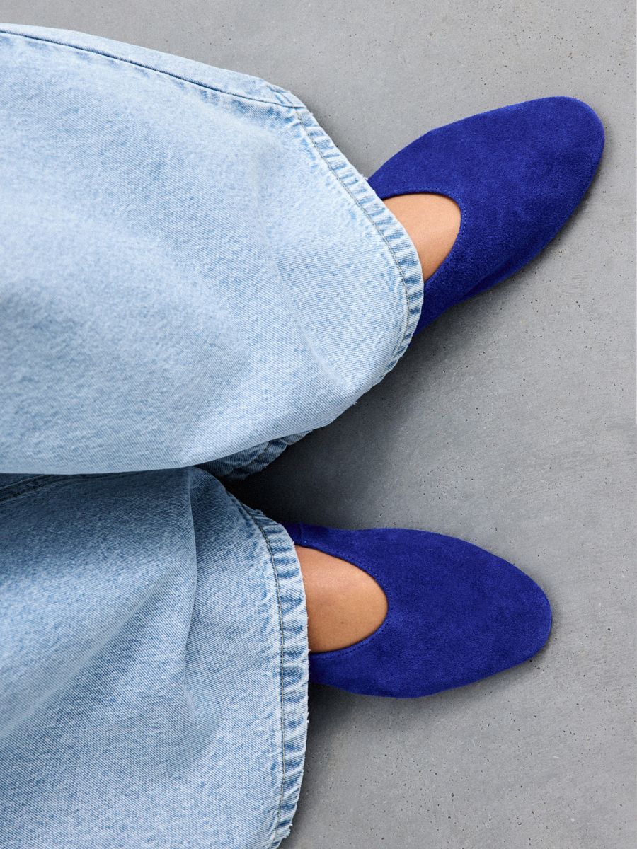 Zamszowe baleriny - niebieski - MOHITO