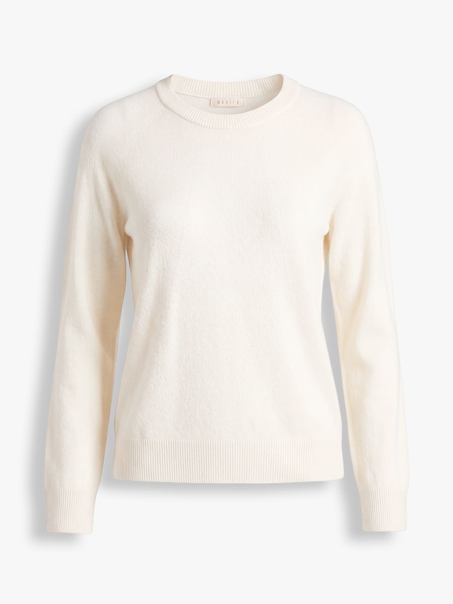Wełniany sweter Wełniany sweter - biały - MOHITO