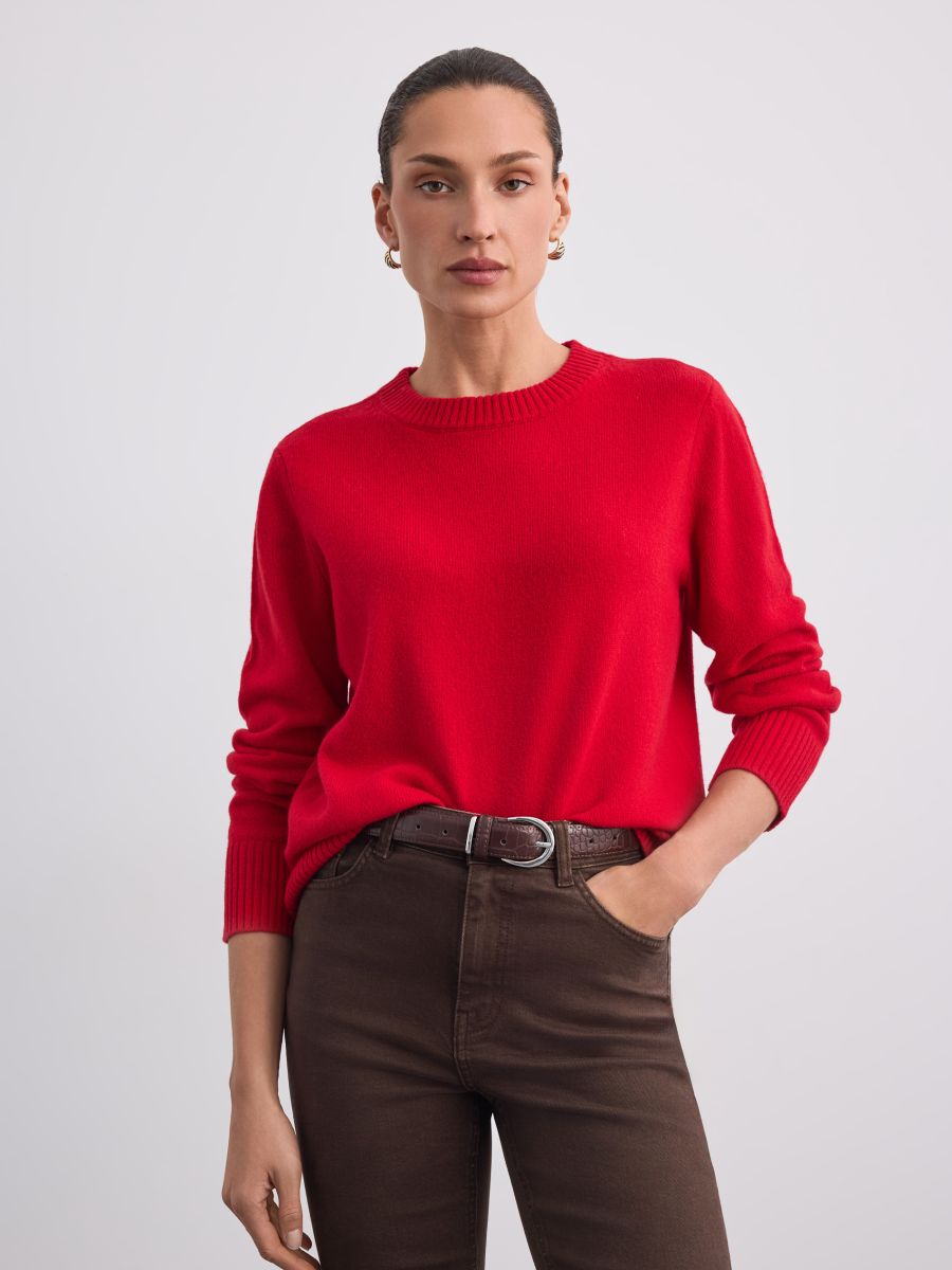 Wełniany sweter basic Wełniany sweter basic - czerwony - MOHITO