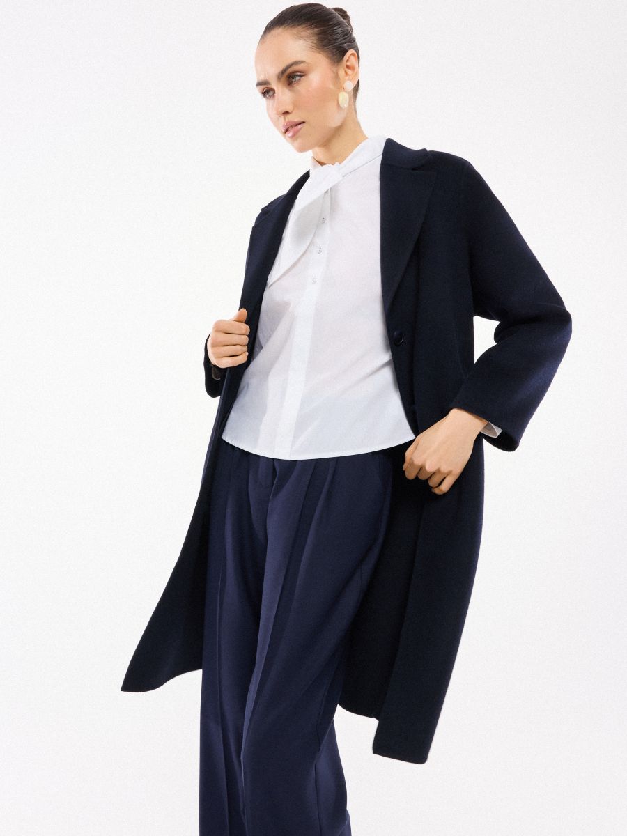 Płaszcz z wełną - granatowy - MOHITO