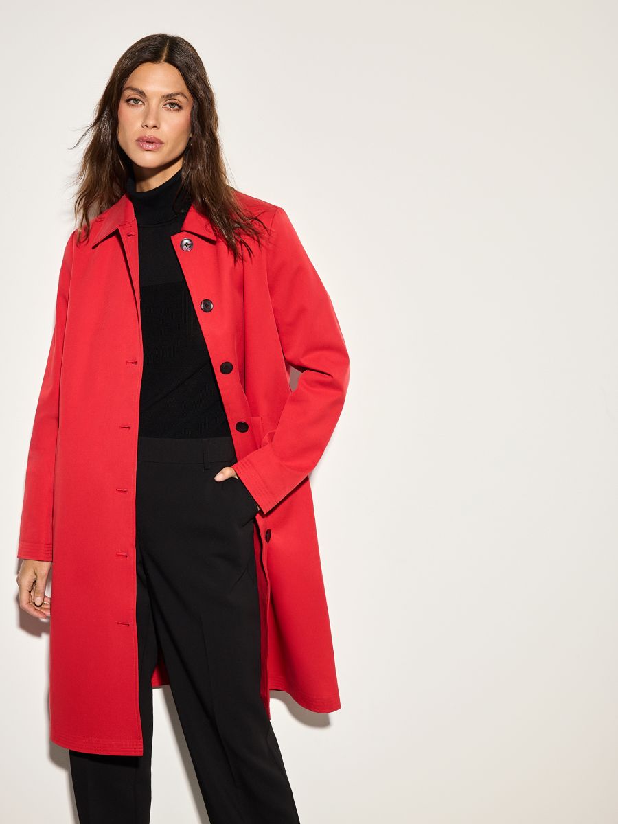 Czerwony trencz - czerwony - MOHITO