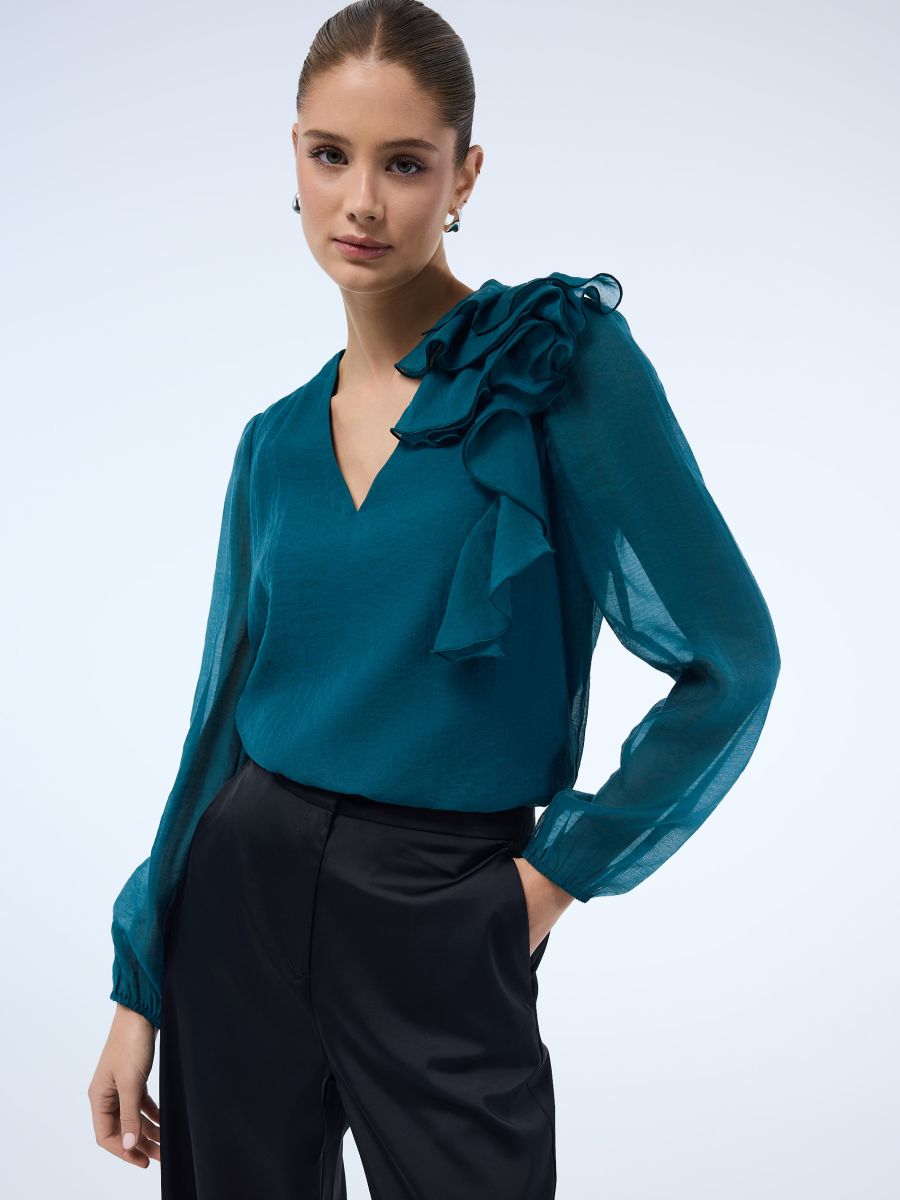 Bluză cu detaliu decorativ - Verde - MOHITO