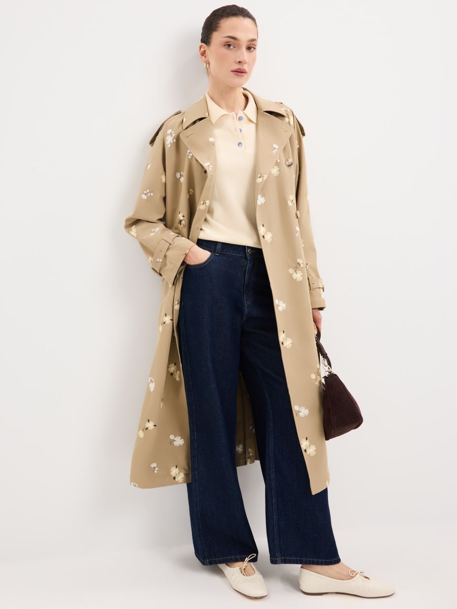 Trenci cu rând dublu de nasturi - Beige - MOHITO