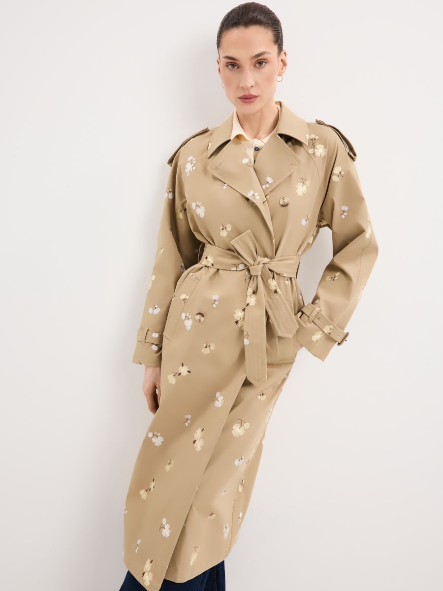 Trenci cu rând dublu de nasturi - Beige - MOHITO