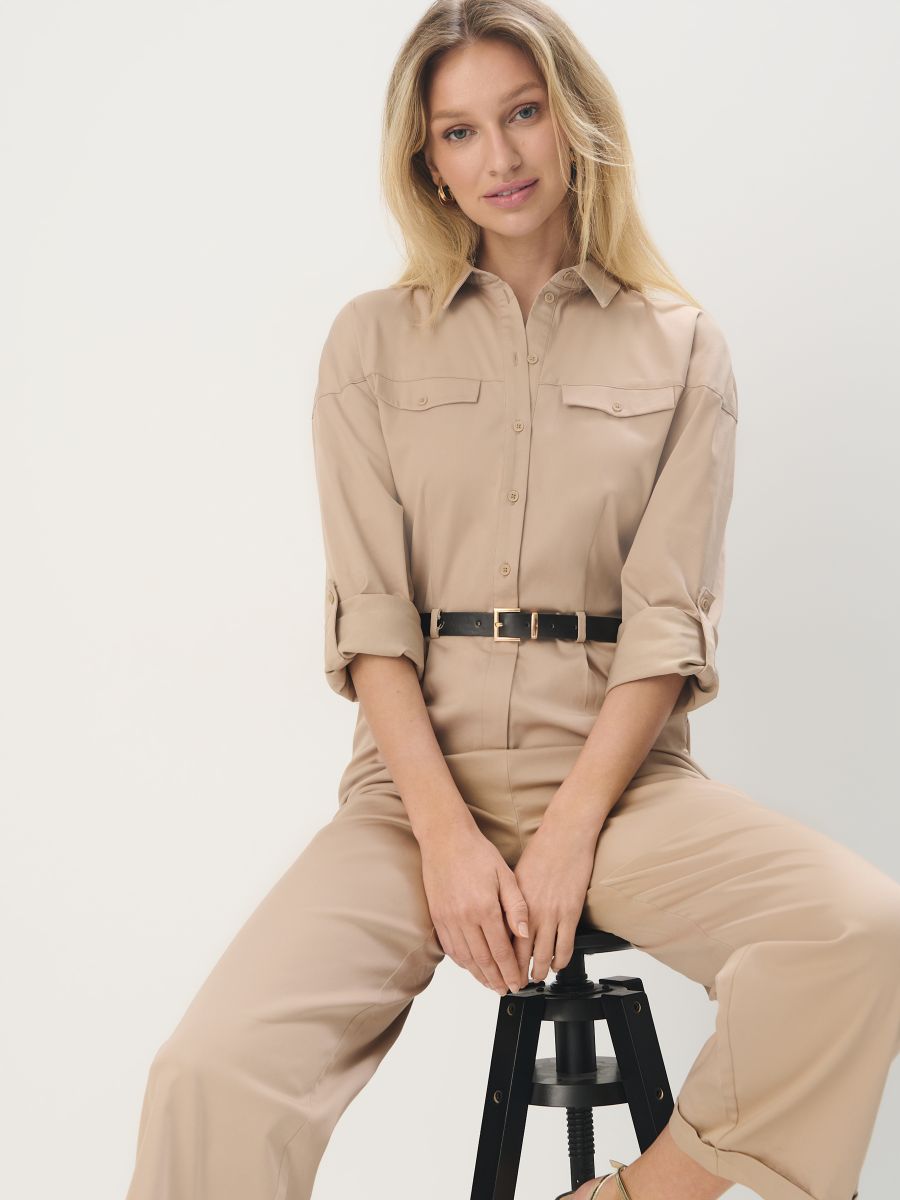 Salopetă cu curea - Beige - MOHITO