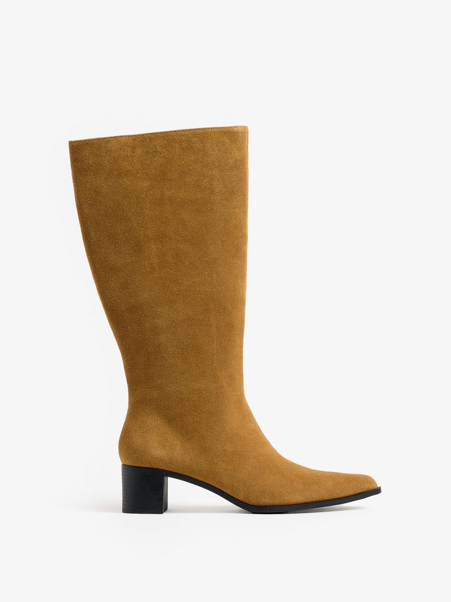 Skórzane kozaki - brązowy - MOHITO