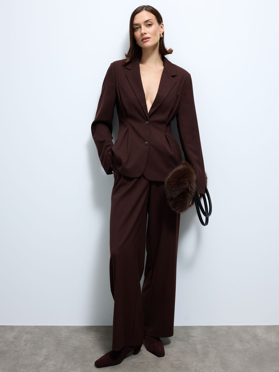 Czekoladowe spodnie wide leg Czekoladowe spodnie wide leg - ciemnobrązowy - MOHITO