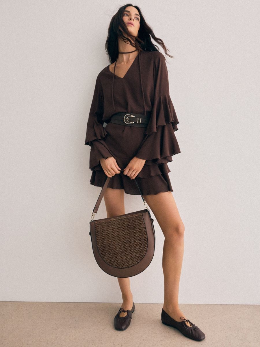 Brązowe baleriny - ciemnobrązowy - MOHITO