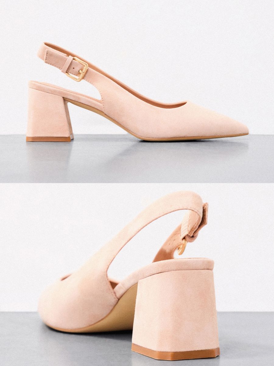 Skórzane czółenka na słupku Skórzane czółenka na słupku - brązowy - MOHITO